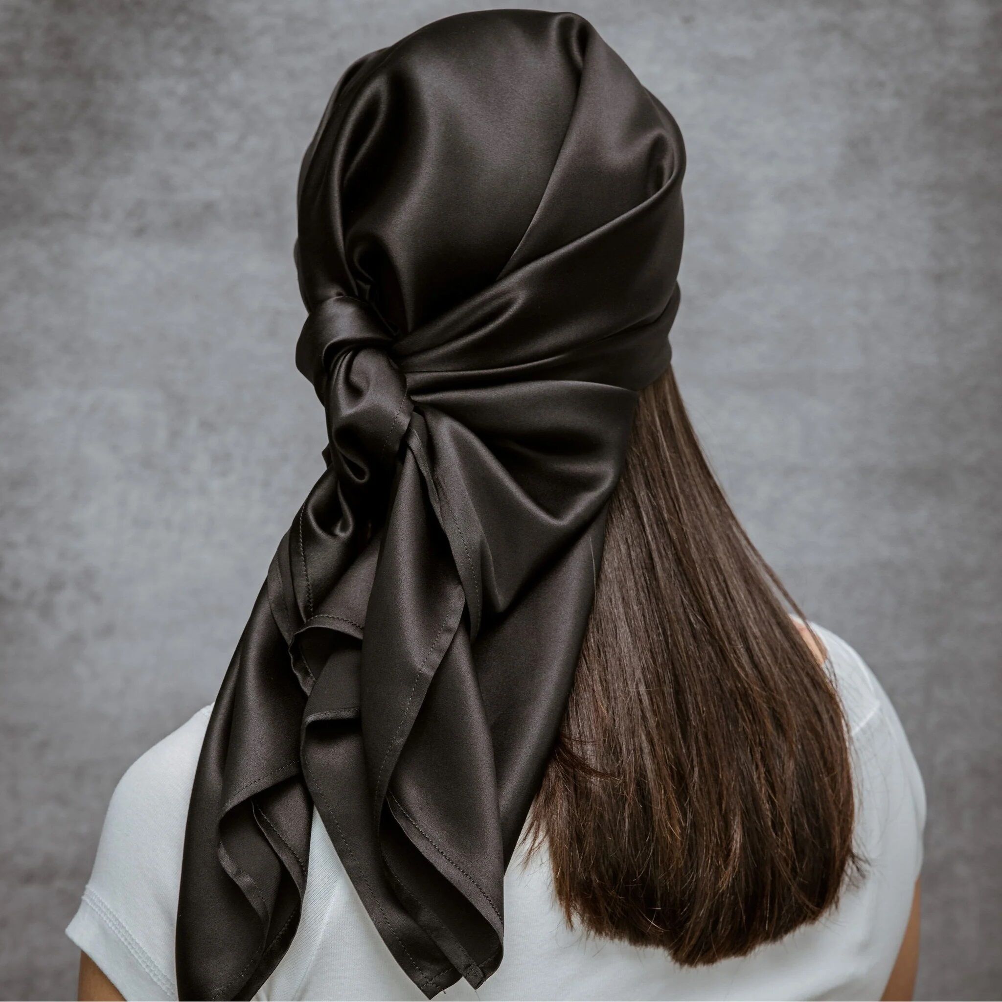 black scarf Mulberry Silk Head Scarf Bandana