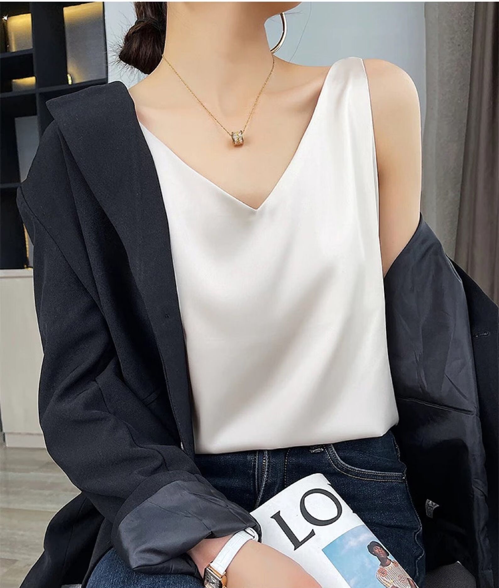 silk shirt 4.1 Mulberry Silk Satin Tshirt