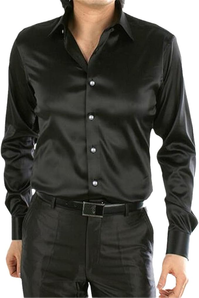 Black silk shirt for men