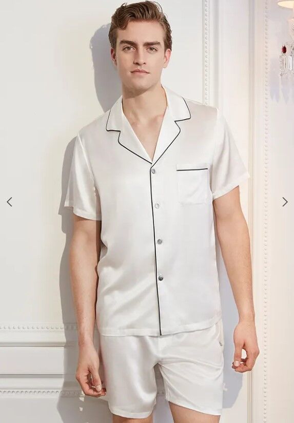 mulberry silk pajama set white half